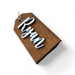 Custom Laser Cut Wood Christmas Stocking Tags - Walnut stained base White 3D Letters - Semper-KIK