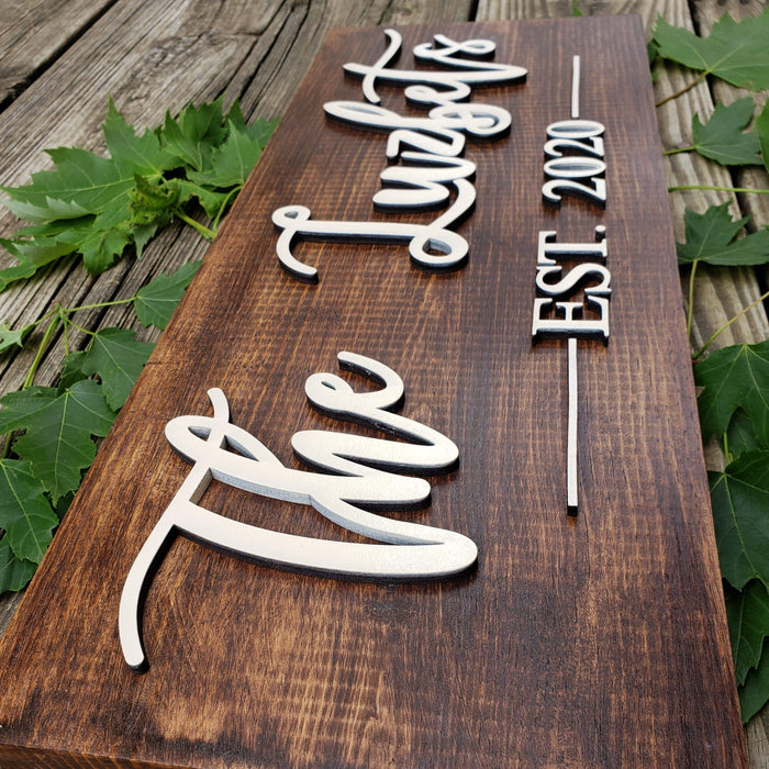 Last Name Sign | Custom Sign | Established Sign | Personalized Rustic Gift | Wedding Gift | - Semper-KIK