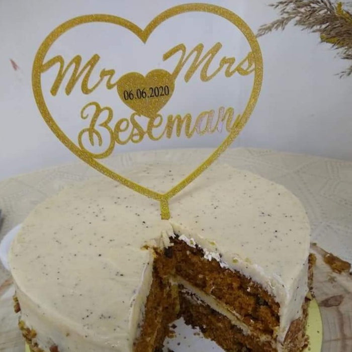 Personalized Acrylic Wedding Cake Topper, Custom Cake Topper for Weddi —  Semper-KIK