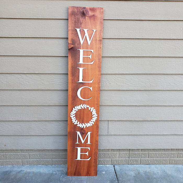 Welcome Sign for Front Porch with 3D Laser Cut Letters - 5ft Reversible - Semper-KIK