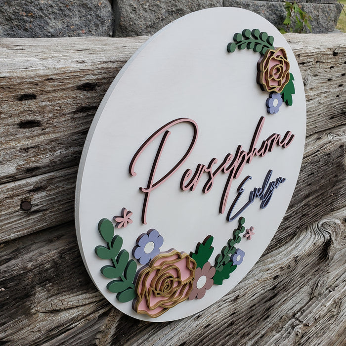 Personalized Nursery name Sign with Flower - Semper-KIK
