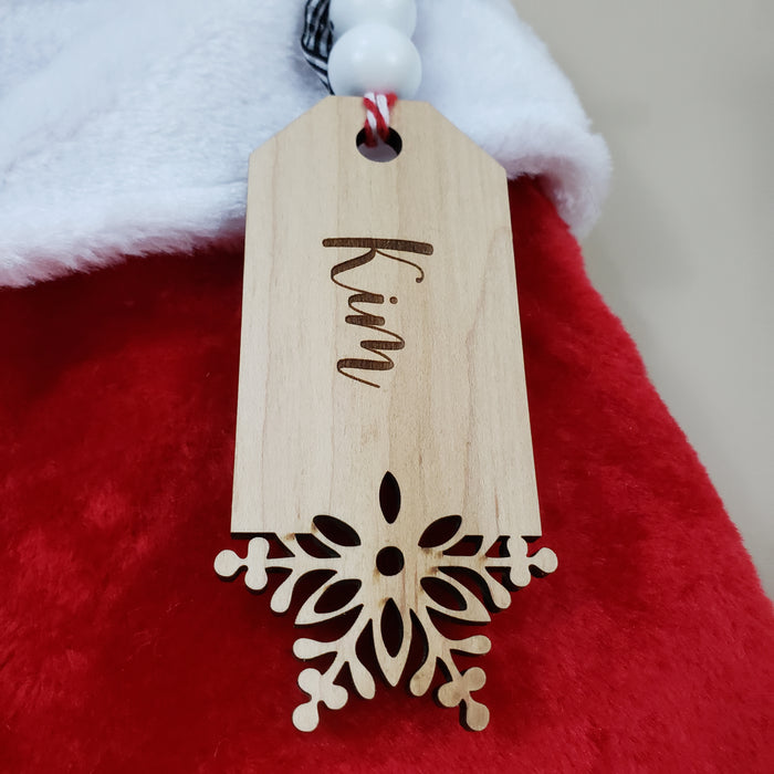 Personalized Stocking Tag, wood tags, Beads avaliable, wooden tags made in  the USA