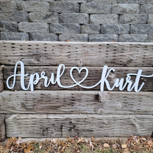 Custom Couple name cut out with heart - 1/2" thick - Semper-KIK