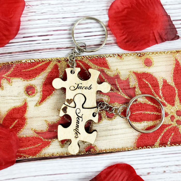 Laser Engraved Hand Made Custom wood Puzzle key-chain Personalized With your Name - Semper-KIK
