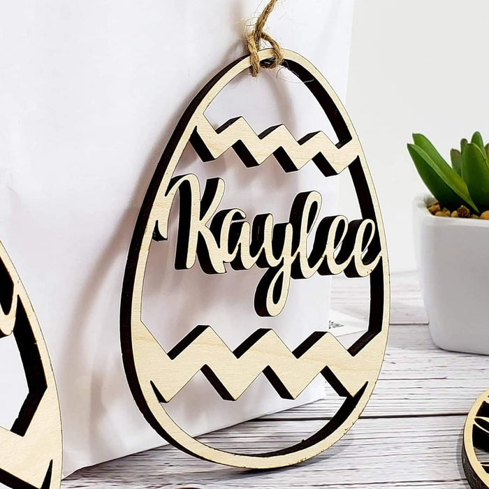 Personalized Easter basket tags - Natural wood color - Semper-KIK