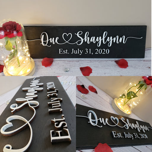 Couple name wood sign with Date / personalized 3D wood sign - Semper-KIK